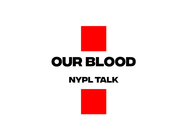 Frame of a video of Our Blood NYPL Talk speaking about the Our Blood project